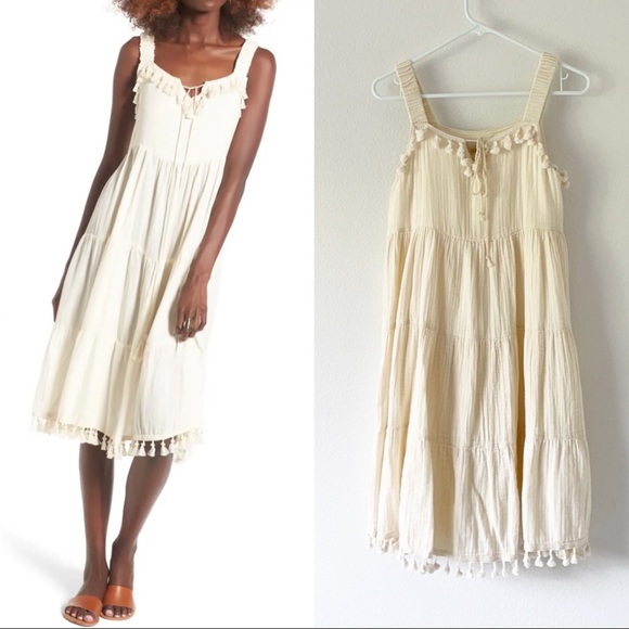 Moon River Tassel Trim Midi Dress size Med - Picture 2 of 13